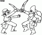 Twee piraten gevechten in een strijd