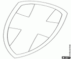 Het wapenschild van de Tempeliers. De ridders die aan de kruistochten onder het Kruis van de heilige vader deelnamen