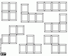 Tetris, de verschillende stukjes van een puzzel videospel gemaakt in 1984