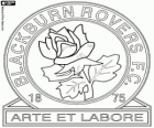 Logo van Blackburn Rovers FC. De Rovers, The Rovers. Voetbalclub uit op de stad Blackburn, in het Engelse graafschap Lancashire