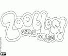 Het logo van Zoobles! Spring to life! Voorjaar tot leven! De Zoobles zijn Miniatuurfiguren