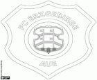 Badge van FC Erzgebirge Aue. Voetbalclub in Aue, stad van Saksen