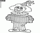 Een clown spelen van de accordeon