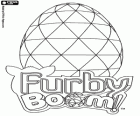 Logo van Furby Boom met een Furby Furblings virtuele ei