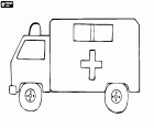 Een ambulance bestelwagen, een grote ambulance, een noodhulp voertuig van gezondheid