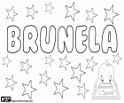 Brunela, Variant van Brunella. Verkleinwoord enkelvoud van Bruna, vrouwelijk van Bruno