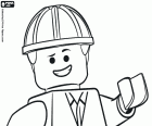 Het gezicht van de hoofdpersoon van de film Lego, Emmet