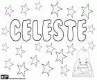 Celeste, naam voor meisje in Engels en Frans. In het Frans wordt het ook gebruikt als mannelijke naam. Celeste, afgeleid van het Latijnse Caelestis, de betekenis ervan is hemelse