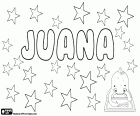 Juana, vrouwelijke vorm van Juan, Johan in het Spaans. Het verkleinwoord van Juana is Juanita