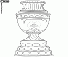 De trofee van Copa America van het voetbal. Internationale toernooi van nationale teams uit de tien landen van de CONMEBOL, Zuid-Amerikaanse Football Confederation en twee uitgenodigd nationale teams