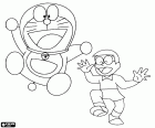 De hoofdrolspelers zijn de kosmische kat Doraemon en zijn menselijke vriend, een Japanse jongen genaamd Nobita Nobi