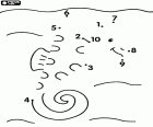 Een zeepaardje, een tekening om toe te treden de stippen
