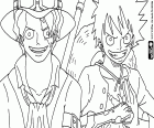 De twee halfbroers Sabo en Luffy, ze zijn ook halfbroers voor Ace. Twee karakters in One Piece New World