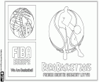 Logo van FIBA EuroBasket 2015. Het kampioenschap zal worden gehouden van 5 tot 20 September in vijf steden in vier Europese landen, Montpellier en Lille in Frankrijk, Zagreb in Kroatië, Berlijn in Duitsland, en Riga in Letland