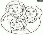 De grootmoeder, de moeder en de kleindochter in een familie portret. Drie generaties van vrouwen van een familie