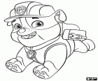De hond die verantwoordelijk zijn voor de bouw is een buldog met de naam Rubble. PAW Patrol
