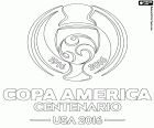 Het logo van de Copa América Centenario, Verenigde Staten 2016, van 3 tot en met 26 juni, ter herdenking van 100 jaar sinds de eerste Copa America in 1916
