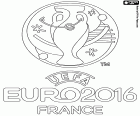 Logo van UEFA EURO 2016 of Europees kampioenschap voetbal 2016. De wedstrijd zal plaatsvinden in Frankrijk van 10 juni tot 10 juli 2016