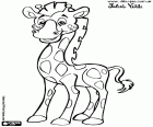 De mooie en elegante giraffe met een glimlach, een tekening van Julieta Vitali