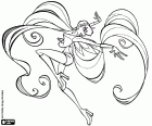 Een spectaculaire beeld aan kleuring van Stella, een van de feeën Winx Club. Stella is de fee van de stralende zon