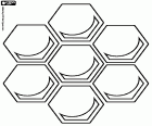 De wax cellen van een honingraat. De werknemer bijen de constructeurs van de alveoli, de hexagonaal prisma voor de opslag van honing en pollen, ook voor eieren en larven