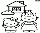 Hello Kitty en haar moeder gelukkig voor hun huis