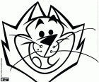 Het gezicht van de kat Benny, een personage uit de film Top Cat