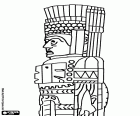 Detail van een kolom die een Tolteken krijger van Tula vertegenwoordigt. Tula of Tollan-Xicocotitlan was de hoofdstad van de staat van de Tolteken