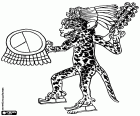 Een jaguar krijger, een professionele krijger uit het leger van het Azteekse rijk