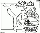 Een inca-edele tegenover een Tawantinsuyu kaart, het Incarijk in zijn maximale expansie. De Inca's hun rijk uitgebreid over gebieden van Peru, Argentinië, Bolivia, Chili, Colombia en Ecuador
