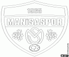 Badge van de Manisa Spor Kulübü, Manisaspor, voetbalclub met hoofdkwartier in Manisa, grote stad van de Egeïsche regio in het westen van Turkije, hoofdstad van de provincie met dezelfde naam