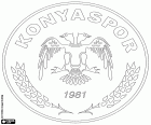 Embleem van Atiker Konyaspor Kulübü, sportclub met hoofdkwartier in Konya, grote stad van de regio van de Centraal Anatolië en hoofdstad van de provincie met dezelfde naam