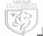 Schild van Lille Olympique Sporting Club, Lille LOSC, voetbalclub met hoofdkantoor in Lille, stad van het noorden van Frankrijk en de hoofdstad van de regio Nord-Pas-de-Calais-Picardie
