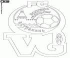 Logo van FK Volgar Astrachan, voetbalclub uit Astrachan, havenstad aan de oevers van de Wolga en de hoofdstad van de Oblast Astrachan, in de regio van de Kaspische Zee, in het zuiden van Europees Rusland