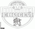 Logo van FK Jenisej Krasnojarsk, voetbalclub in Krasnojarsk, stad in de regio Oost-Siberië en de hoofdstad van de kraj Krasnojarsk. Futbolny Klub Yenisey Krasnoyarsk, Russische oorspronkelijke naam getranslitereerde
