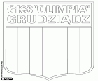 Badge van Grudziądzki Klub Sportowy Olimpia Grudziądz, Grudziądz, stad naast de Vistula rivier, in het woiwodschap Kujavië-Pommeren, in het noorden van Polen voetbalclub uit