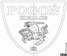 Badge van MKP Pogoń Siedlce, Miejski Klub Piłkarski Pogoń Siedlce, voetbalclub met hoofdkantoor in Siedlce, stad in het oosten van Polen in het Woiwodschap Mazovië
