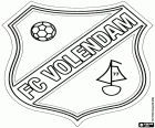 Schild van FC Volendam, voetbalclub uit Volendam, havenstad in het noordwesten van Nederland, in de provincie Noord-Holland. Volendam is een toeristische trekpleister samen met Edam, nabijgelegen stad beroemd om zijn kaas
