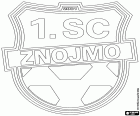 Badge van 1. SC Znojmo FK, 1. Sport Club Znojmo Fotbalový klub, voetbalclub met hoofdkantoor in Znojmo, stad dicht bij de grens met Oostenrijk in het zuidoosten van de Tsjechische Republiek, gelegen op 55 km van Brno in de regio Zuid-Moravië