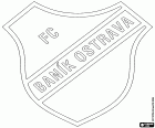 Schild van FC Baník Ostrava, voetbalclub in het Slezská district in de Ostrava stad, de derde meest bevolkte stad in het land en de hoofdstad van de regio Moravië-Silezië in het noordoosten van de Tsjechische Republiek