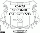 Embleem van OKS Stomil Olsztyn, Olsztyński Klub Sportowy Stomil Olsztyn, sportclub met hoofdkantoor in Olsztyn, stad in het noordoosten van Polen en de hoofdstad van het woiwodschap Ermland-Mazurië. Olsztyn is bekend om zijn meren en bossen