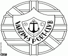 Logo van Varzim Sport Club, voetbalclub gevestigd in Póvoa de Varzim, stad met kust aan de Atlantische Oceaan, in de Metropolitan Area van Porto, in het Portugese District Porto, in de Noord regio van Portugal