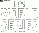 Een logo van de World Series, kampioenschap in einde seizoen, in de herfst, tussen de kampioenen van de twee professionele leagues, National League en de American League