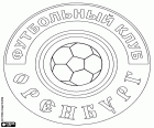Badge van FK Orenburg, voetbalclub in Orenburg, een stad in het district Wolga federal in de Oeral-regio, de hoofdstad van de oblast Orenburg. De stad van Orenburg ligt in het zuiden van Rusland bijna 1500 km van Moskou en ongeveer 90 km van de grens met Kazachstan