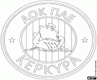 Logo van de AOK Kerkyra, Athlitikos Omilos Kerkyra, voetbalclub met hoofdkantoor in Corfu, Kerkyra in het Grieks, stad en hoofdstad van het tweede grootste eiland in de Ionische zee, de Ionische eilanden. Corfu is gelegen tegenover de noordwest kust van Griekenland