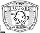 Schild van FK Tom Tomsk, voetbalclub in Tomsk, een Siberische stad aan de oevers van de rivier de Tom en hoofdstad van oblast Tomsk