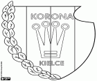 Schild van Korona Kielce, Korona Spółka Akcyjna, voetbalclub met hoofdkantoor in Kielce, stad aan de oever van de rivier Silnica in het Woiwodschap Święty Krzyż, in het centrale gedeelte van het zuidoosten van Polen
