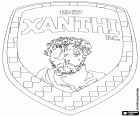 Logo van Athlitikos Omilos Xanthi, voetbalclub met hoofdkantoor in Xanthi, stad in de regio van Oost-Macedonië en Thracië, in het noordoosten van Griekenland