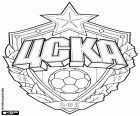 Schild van CSKA Moskou, voetbalclub die deel van een grote sportclub in Moskou uitmaakt. De club stond bekend als het team van het rode leger, als het behoorde tot het leger van de voormalige Sovjet Unie