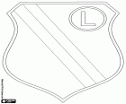 Schild van Legia Warschau, Legia Warszawa SA, voetbalclub met hoofdkantoor in Warschau, stad aan de Wisła oevers in het Midden-Oosten van het land. Warschau is de hoofdstad van Polen en het woiwodschap Mazovië